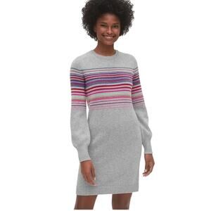 GAP Crazy Stripe Merino Wool Blend Sweater Dress, XS Petite